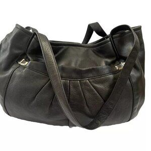 B Makowsky Handbag Satchel Genuine Leather Black Hobo Shoulder Bag Large